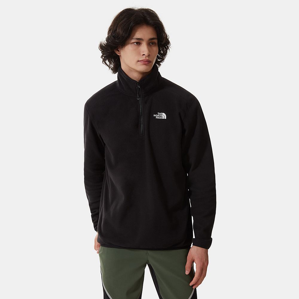 The North Face Fleece Mens Australia - The North Face 100 Glacier Quarter-Zip Black Hiking (MDB-1835